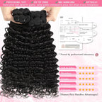 Extensions Deep Wave en cheveux humains bouclés 12A, 100 % naturels, effet mouillé et ondulé, style brésilien, 3 mèches pour femmes noires.