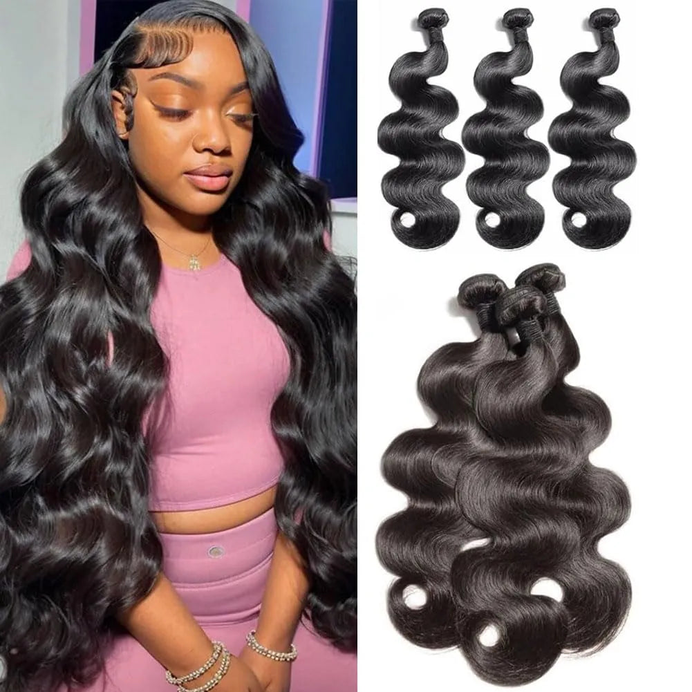 12A Human Hair Bundles Body Wave Bundles Human Hair 100% Unprocessed Brazilian Virgin Raw Remy Hair 3 Weaves Deals for Women Natural Color