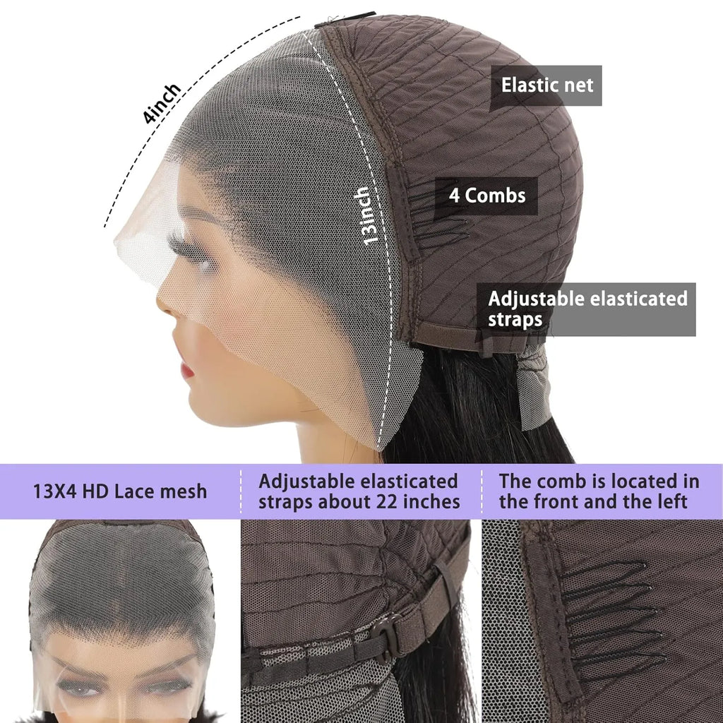 Bob Wig Human Hair 13x4 Hd Transparent Lace Front Wigs, Pre Plucked Glueless Wig 180% Density Short Straight Bob Wigs For Women