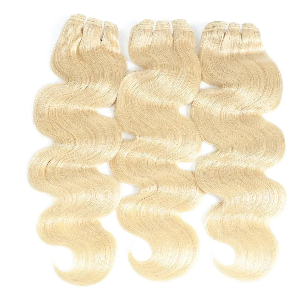 613 Bundles Blonde Human Hair Single Bundle 12-28 inch 3 Bundles Body Wave 100% Unprocessed 10A Brazilian Virgin 613 Human Hair Bundles 100g per bundle